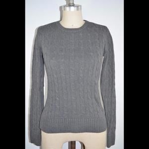 Tommy Hilfiger Cable Knit Crewneck Sweater Gray Misses Women's Small/Petite